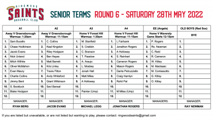 Senior Teams: Round 6 2022