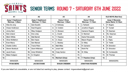 Senior Teams: Round 7 2022