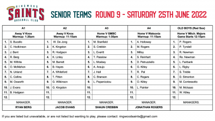 Senior Teams: Round 9 2022