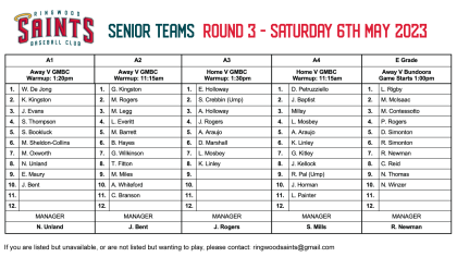 Senior Teams: Round 3 2023