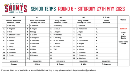 Senior Teams: Round 6 2023