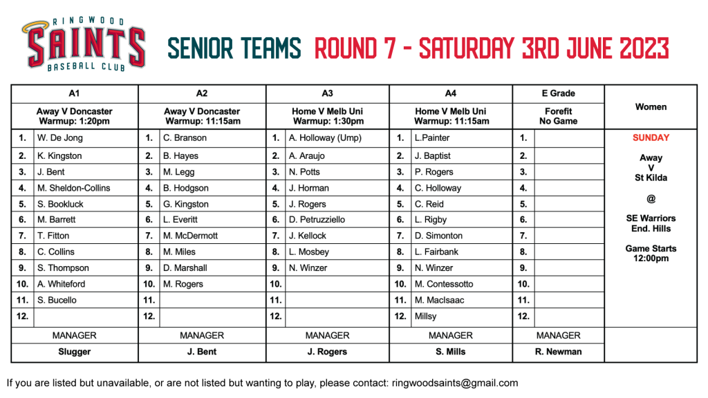Senior Teams Round 7