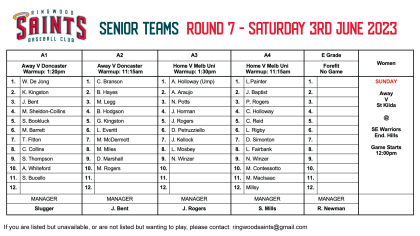 Senior Teams: Round 7 2023