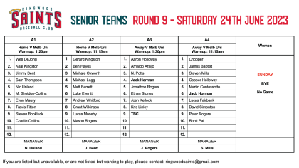Senior Teams: Round 9 2023